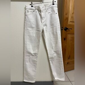 White denim boyfriend-style jeans